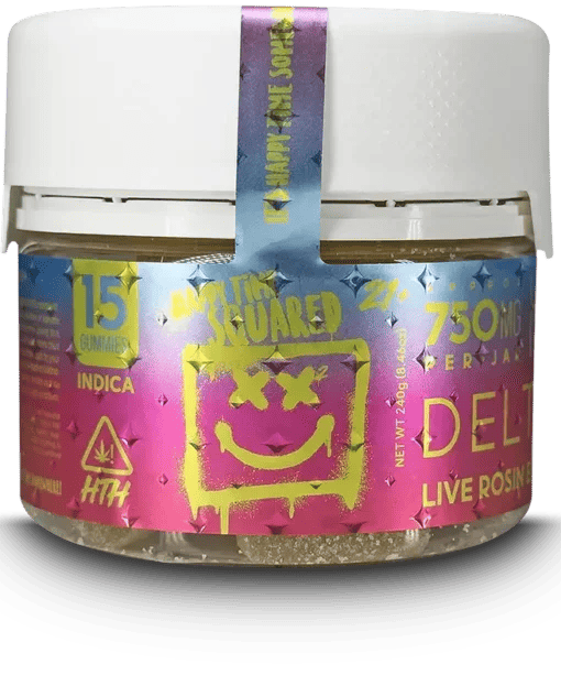 Happy Time Squared Delta 9 Pineapple Punch 50mg THC Gummies - 15 Count Jar
