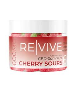 Jar of 30, CBD full spectrum gummies made by revive. Entourage effect with CBD, CBG and CBC.