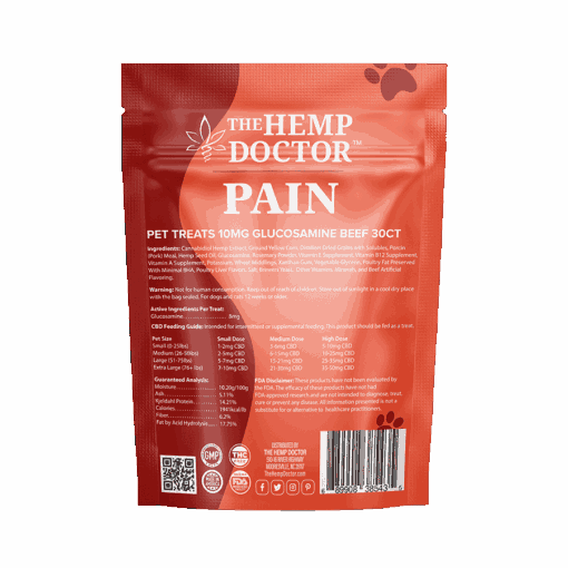 Pouch of 30 CBD Dog Treats, beef-flavored, Pain