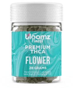 This is a jar of bloomz premium THCA flower in 28 gram strength and potent.