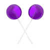 Two grape-flavored Delta 9 THC lollipops that are farm bill compliant.