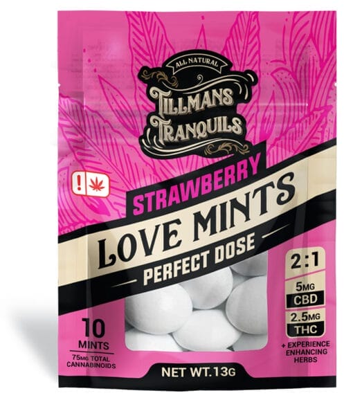 Love & Intimacy Mints - Strawberry Flavor, Infused with THC and CBD, All-Natural Ingredients