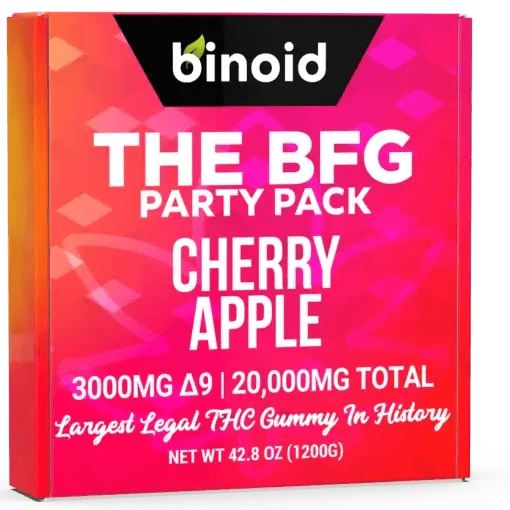 Binoid BFG Party Pack Cherry Apple Delta 9 THC Gummy - 3000mg D9 THC in red packaging