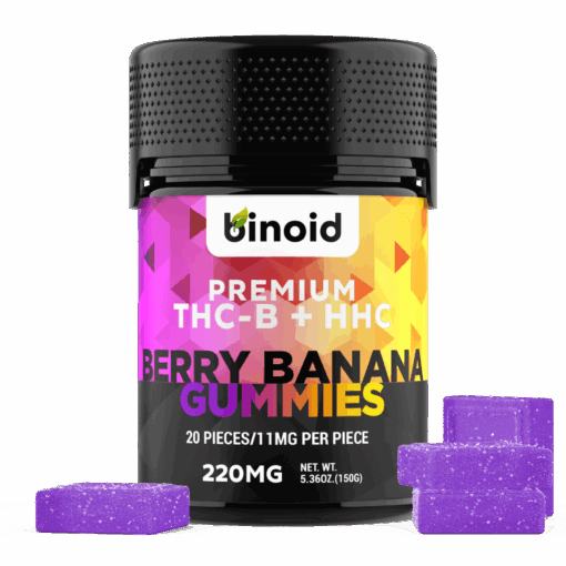 Berry Banana THCB + HHC Vegan Gummies – 220 mg jar front view